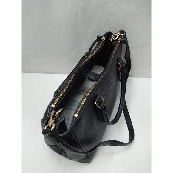 Kate Spade New York Black Leather Carryall Double Handles Satchel Bag - Picture 8 of 16